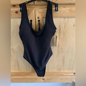 No Boundaries Black Cheeky High Leg 1 Piece Swimwear Sz M New with tags